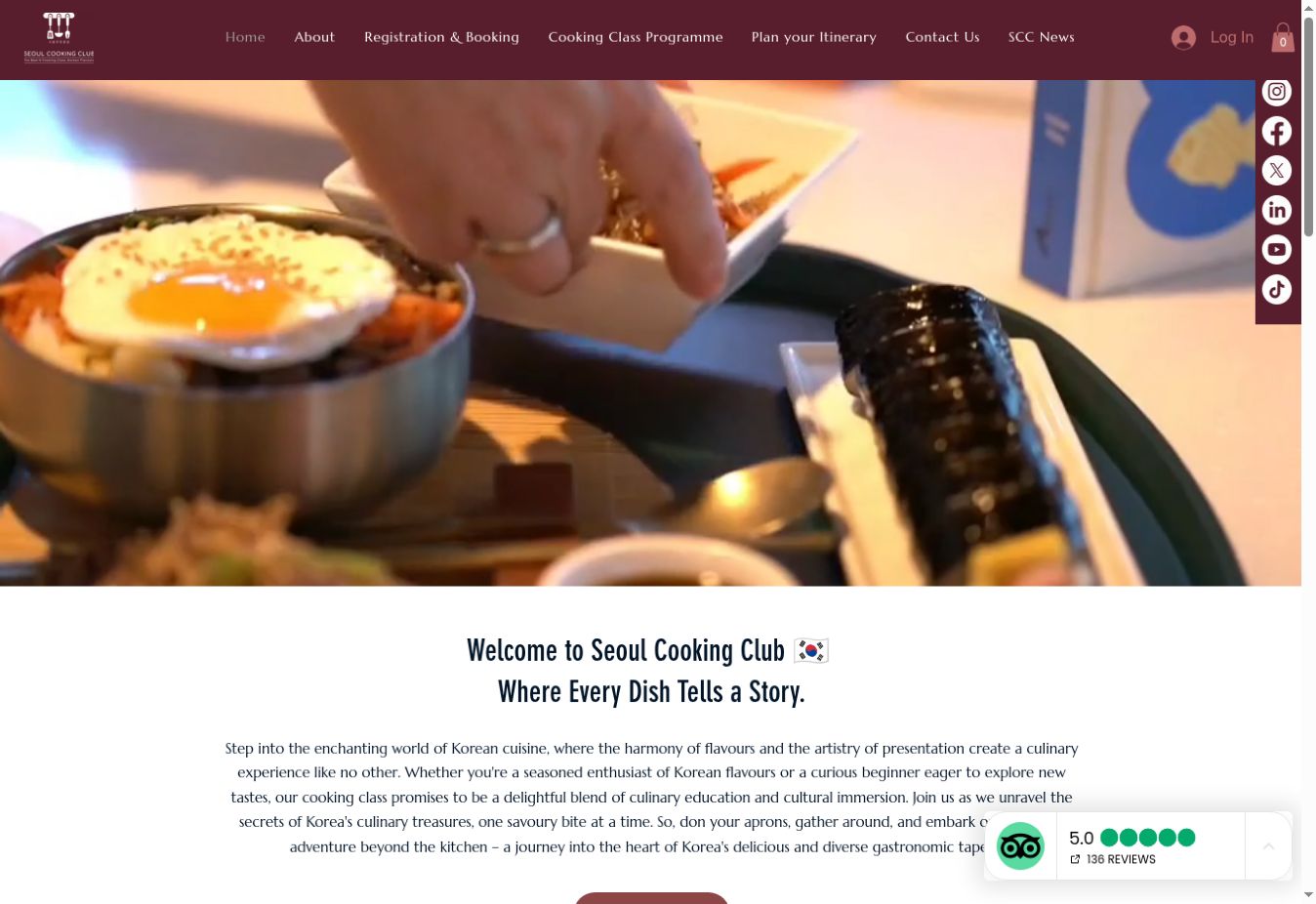Seoul Cooking Club website screenshot