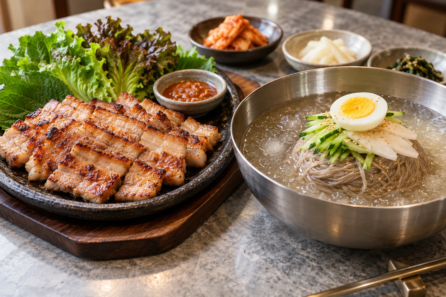 Korean BBQ + Naengmyeon — cooked and ready to enjoy together